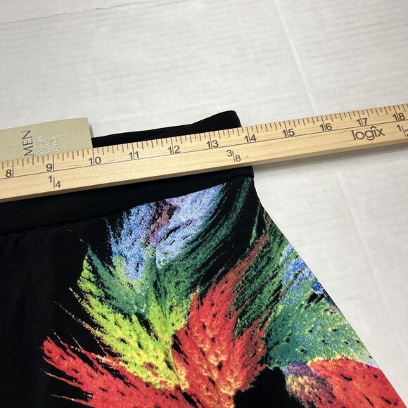 Carmen Marc Valvo Skirt Womens 4 Black Abstract Floral Jersey Knit‎ Midi Artsy - Picture 6 of 7